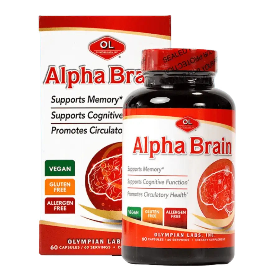 Alpha Brain Olympian Labs - Viên uống hỗ trợ tuần hoàn máu, cải thiện trí nhớ - Hàng nhập khẩu chính ngạch đầy đủ tem nhãn - 60v