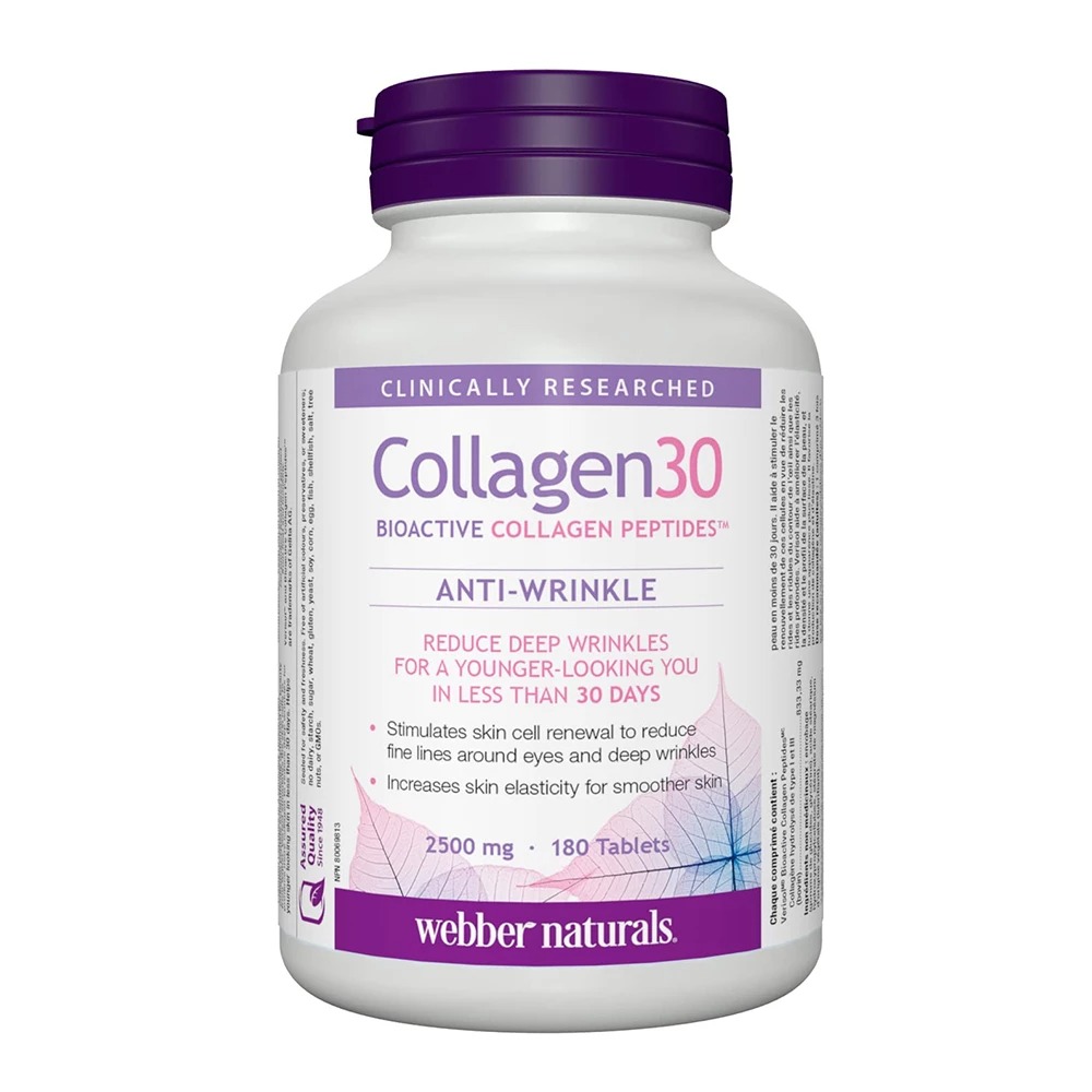 Viên Uống Collagen 30 Anti Wrinkle Webber Naturals Hộp 180 viên - Làm giảm nếp nhăn, giúp da mịn màng