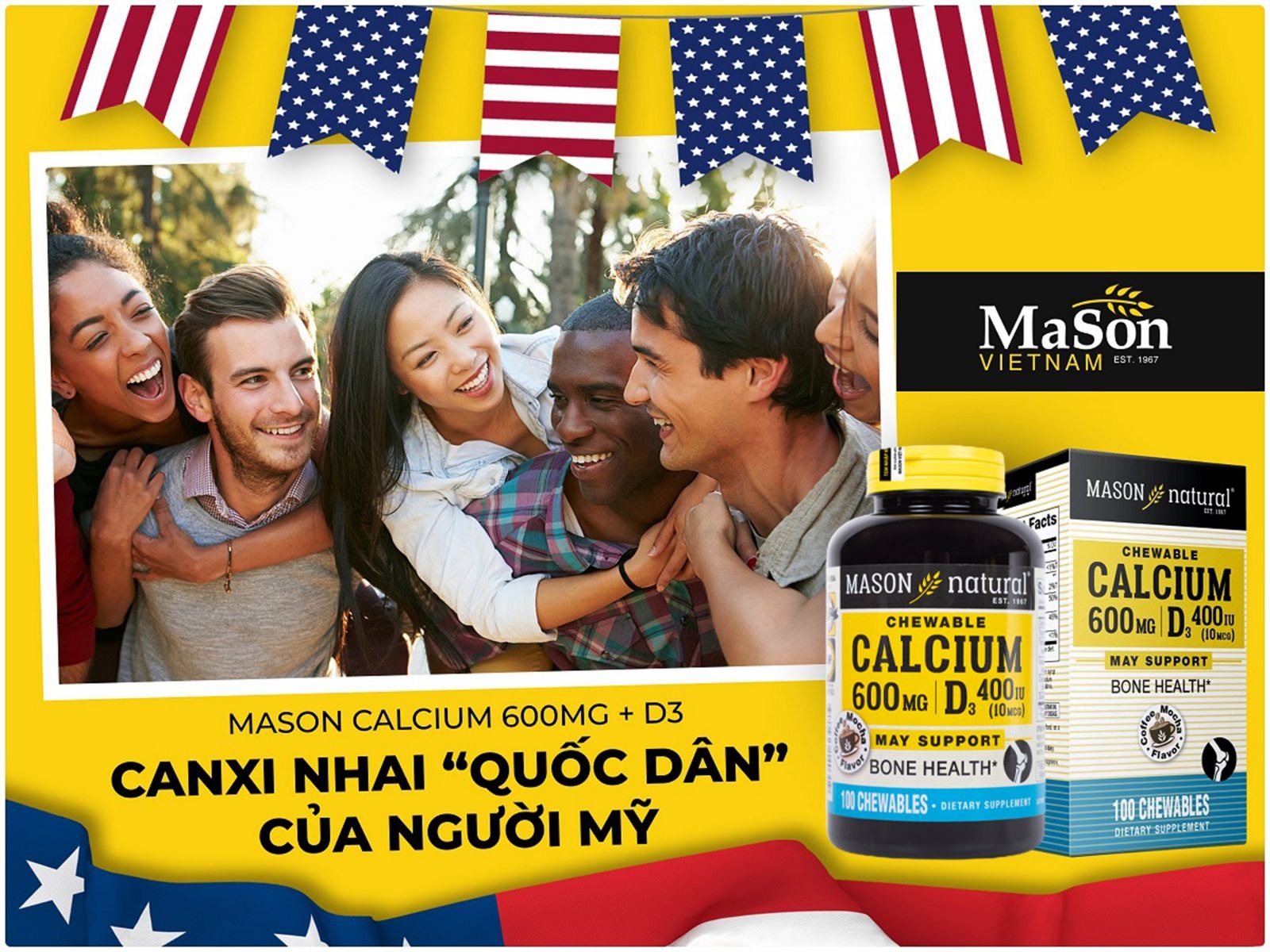 Mason Natural Calcium 600mg + D3