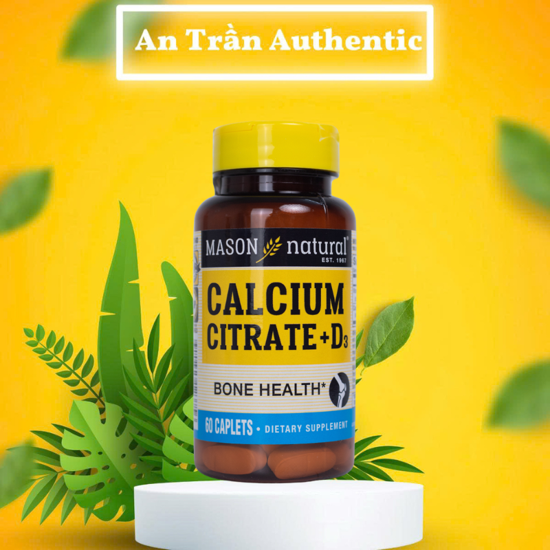 Viên uống Mason Natural Calcium Citrate + D3 - Bổ sung canxi hữu cơ cho cơ thể - Hàng nhập khẩu chính ngạch đủ 2 tem - 60 viên