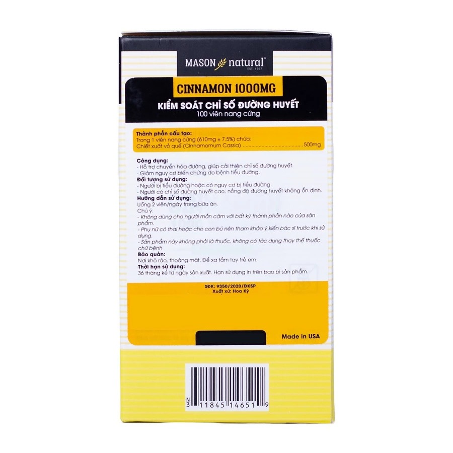 Mason Natural Cinnamon 1000mg