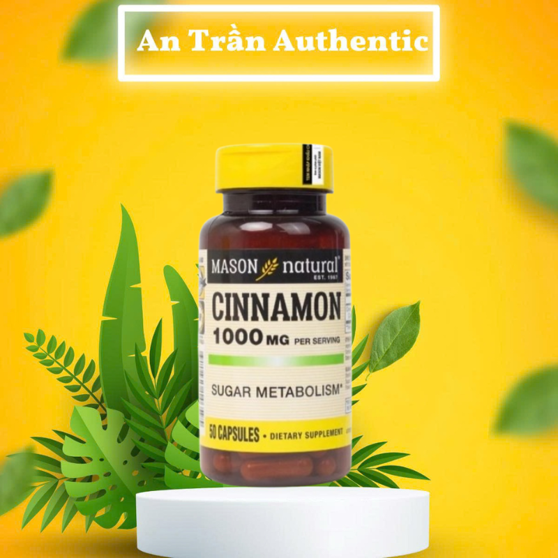 Viên uống Mason Natural Cinnamon 1000mg - Hỗ trợ kiểm soát chỉ số đường huyết - Hàng nhập khẩu chính ngạch đủ 2 tem - 50 viên