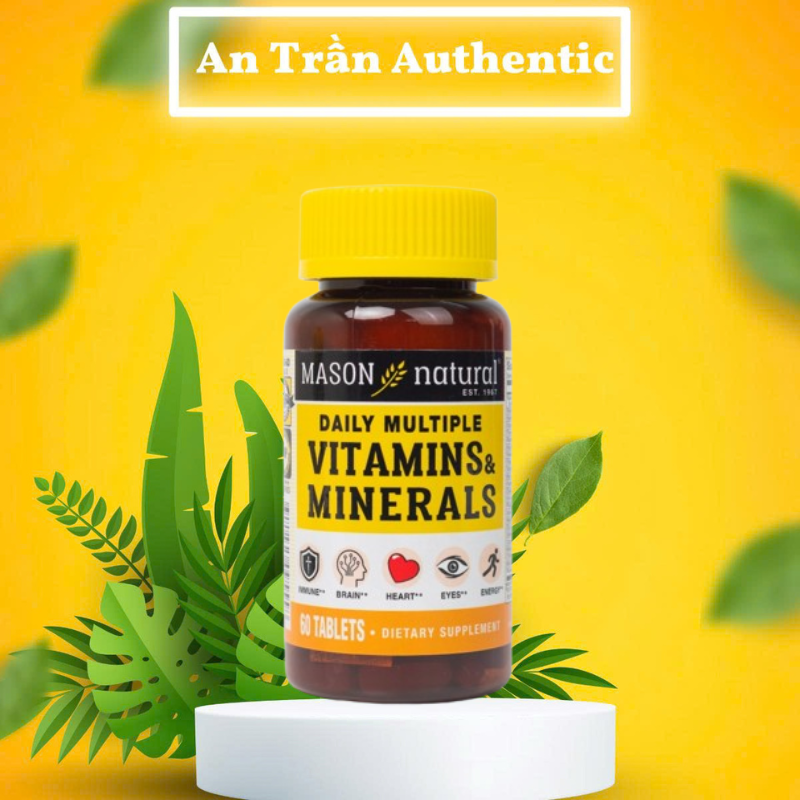 Viên uống Mason Natural Daily Multiple Vitamins With Minerals - Bổ sung vitamin cho cơ thể - Hàng nhập khẩu chính ngạch đủ 2 tem - 60 viên