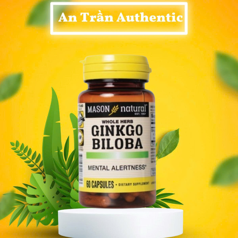 Viên uống Mason Natural Ginkgo Biloba - Hỗ trợ tăng cường sức khỏe não bộ, cải thiện trí nhớ - Hàng nhập khẩu chính ngạch đủ 2 tem - 60 viên