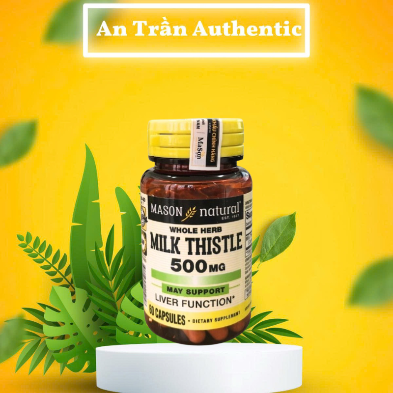 Viên uống Mason Natural Milk Thistle 500mg - Hỗ trợ giải độc và tăng cường chức năng gan - Hàng nhập khẩu chính ngạch đủ 2 tem - 60 viên