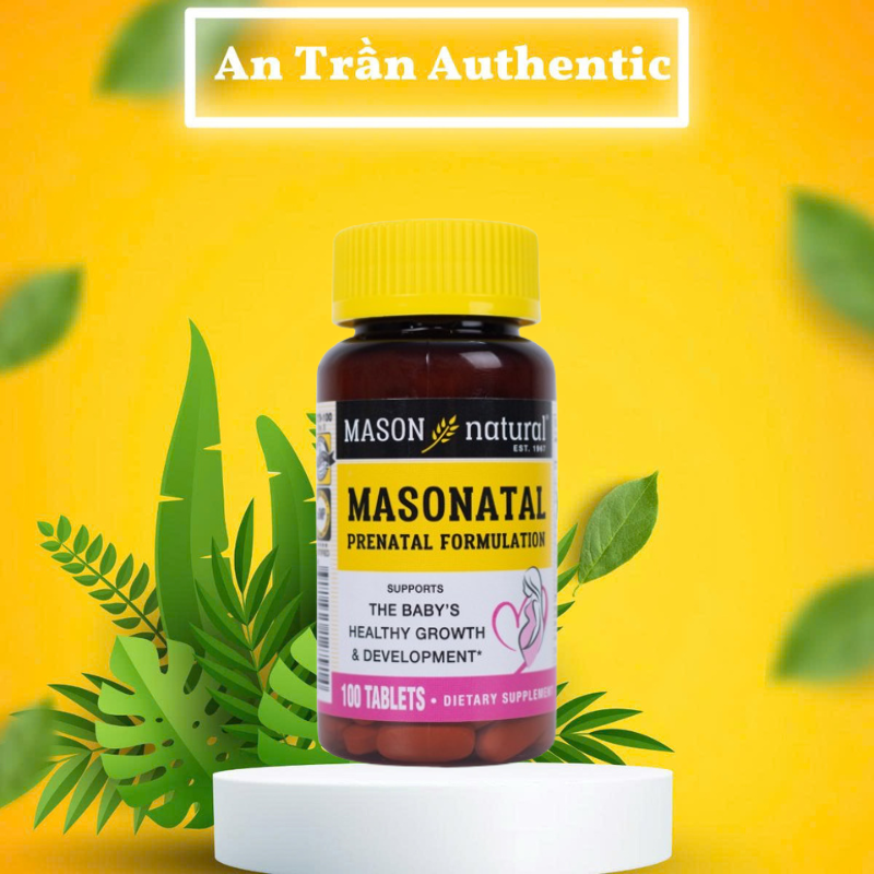 Viên uống Masonatal Prenatal Formulation - Vitamin tổng hợp cho phụ nữ có thai và cho con bú - Hàng nhập khẩu chính ngạch đủ 2 tem - 100 viên
