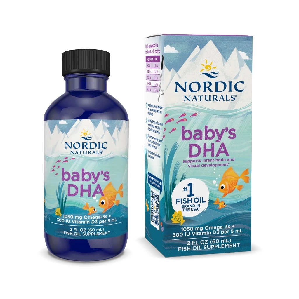 Siro Baby's DHA Nordic Naturals - Hỗ trợ phát triển não bộ & thị lực cho bé sơ sinh từ 0-12 tháng tuổi - Lọ 60ml