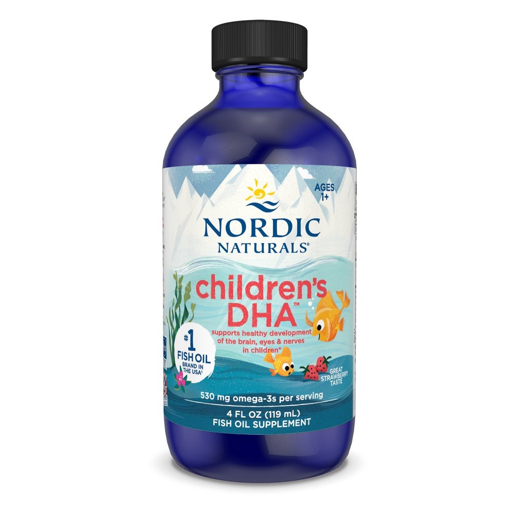 Siro Children DHA Liquid Nordic Naturals tiêu chuẩn - Hỗ trợ phát triển trí não cho bé từ 1 tuổi - Lọ 119ml vị dâu