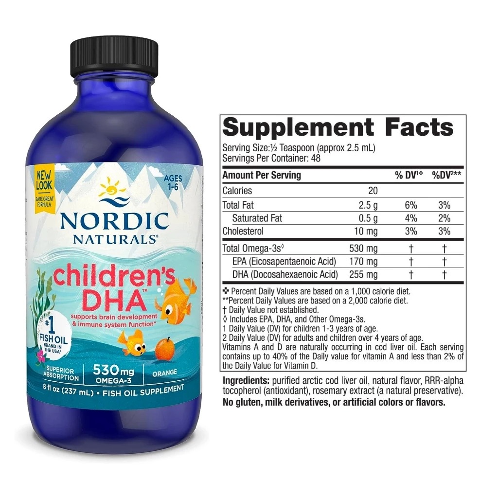 Siro Children DHA Liquid Nordic Naturals tiêu chuẩn - Hỗ trợ phát triển trí não cho bé từ 1 tuổi - Lọ 237ml vị dâu