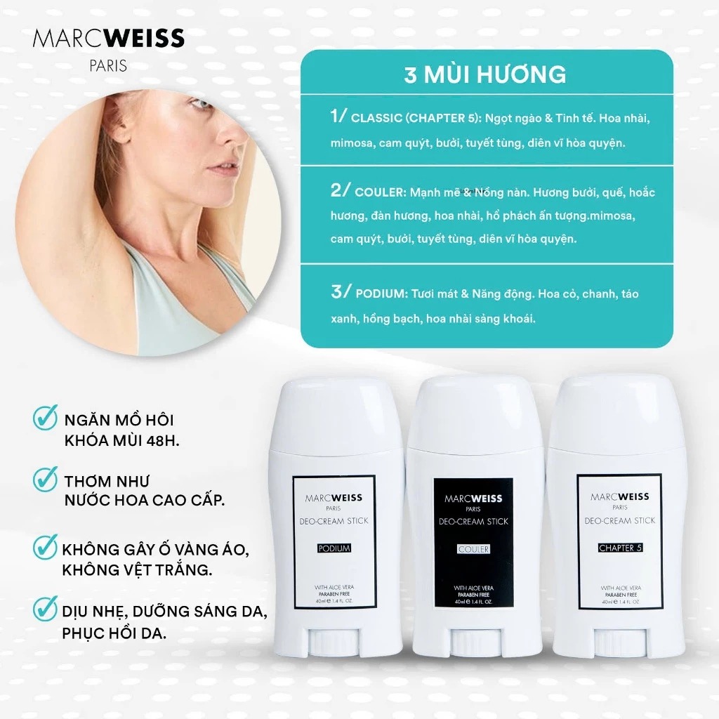 Thanh Khử Mùi Deo-Cream Stick MARCWEISS