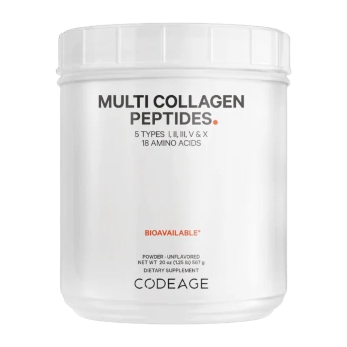 Codeage Multi Collagen Peptides Bột Uống Bổ Sung Collagen Túyp I, II, III, V và X Hộp 567g - Nhập Khẩu Chính Ngạch Có Tem Phụ Tiếng Việt, Tem Chống Hàng Giả, Tin Nhắn Xác Thực