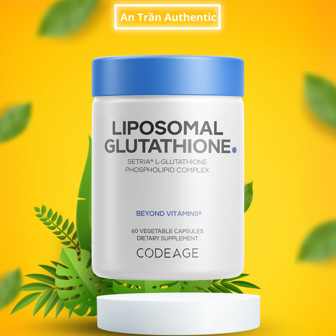 glutathione có mấy loại Codeage Liposomal Glutathione 1000mg Hỗ Trợ Làm Đẹp Da, Giải Độc