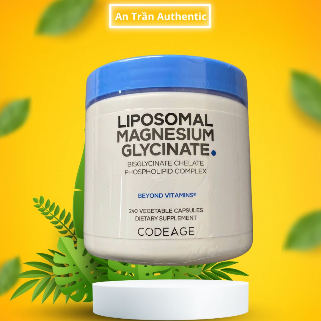 Viên uống Liposomal Magnesium Glycinate Codeage – Hỗ trợ giấc ngủ, giảm mệt mỏi và chuột rút - Nhập khẩu chính ngạch đủ 2 tem - hộp 240v