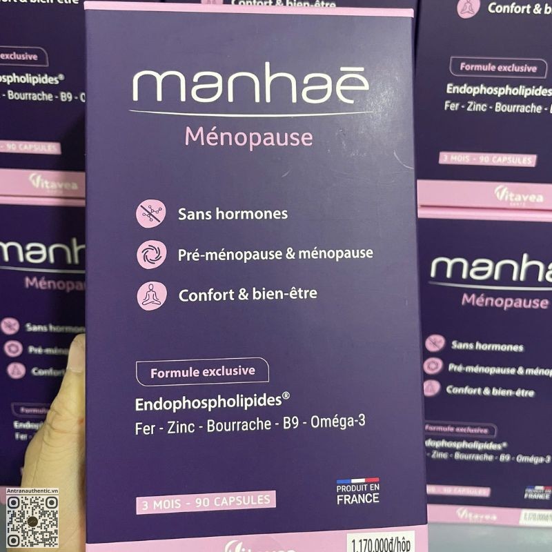 Manhae Menopause - Viên Uống Nội Tiết Của Pháp - Nhập Khẩu Chính Ngạch Có Tem Phụ Tiếng Việt, Tem Chống Hàng Giả
