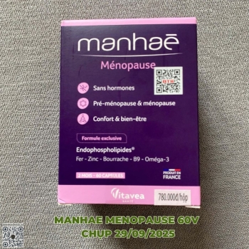 Manhae Menopause - Viên Uống Hỗ Trợ Nội Tiết, Giảm Triệu Chứng Tiền Mãn Kinh Và Mãn Kinh - Hàng Nhập Khẩu Chính Ngạch Có Đủ 3 Cách Xác Thực - 60v