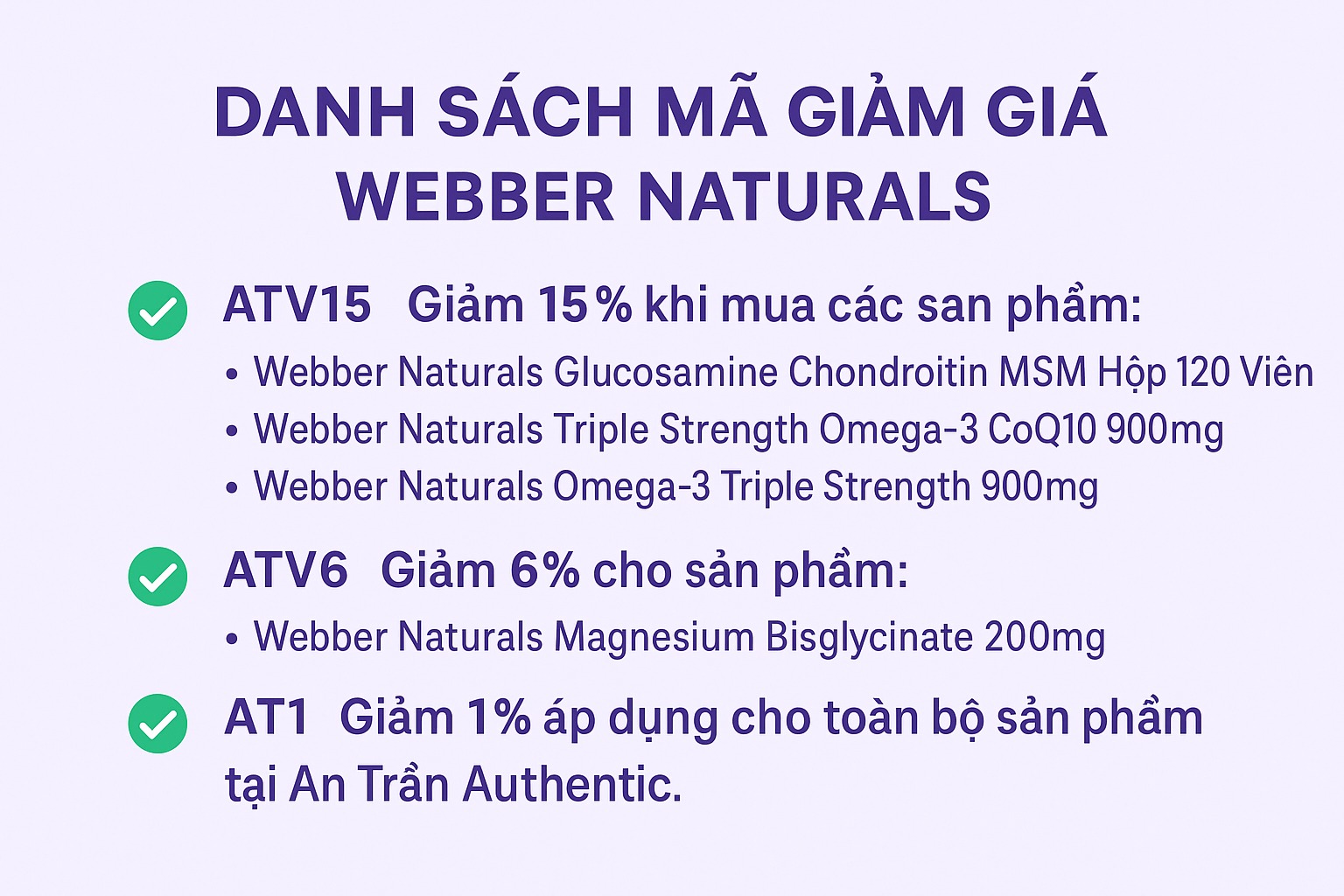 Dánh sách mã giảm giá thương hiệu Webber Naturals