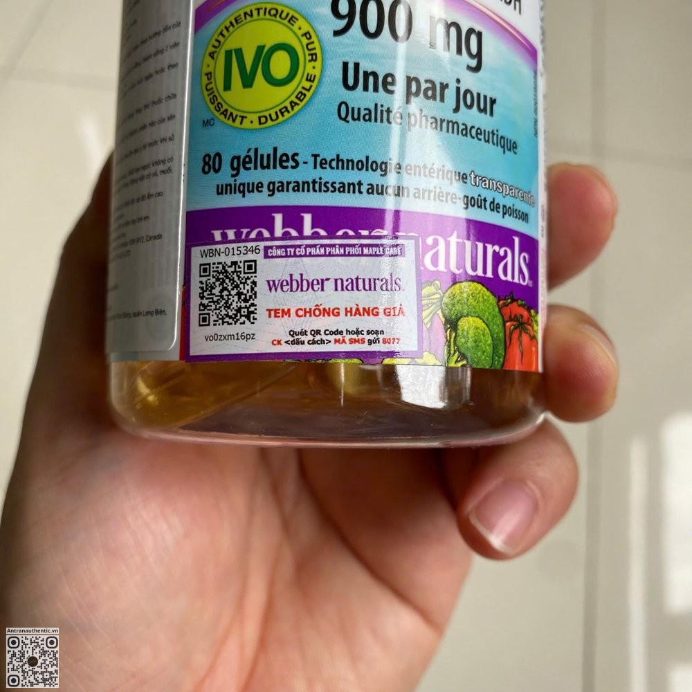 Dầu cá Webber Naturals Omega-3 120v tem chống hàng giả