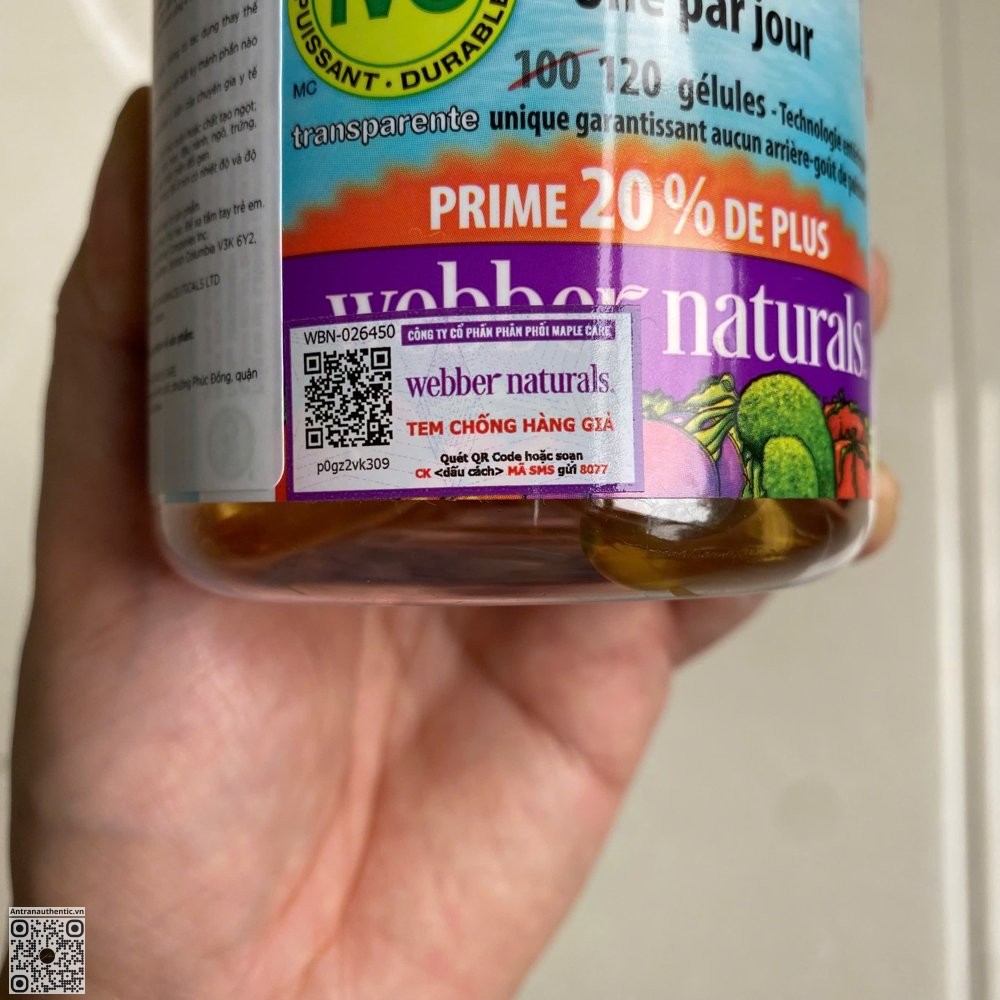 Dầu cá Webber Naturals Omega-3 tem chống hàng giả