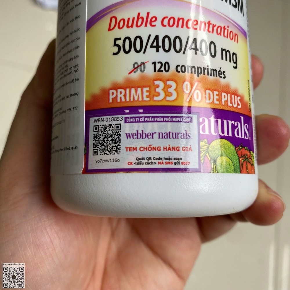 Webber Naturals Glucosamine Chondroitin MSM tem chống hàng giả