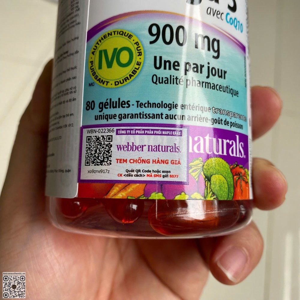 Webber Naturals Triple Strength Omega-3 with CoQ10 tem chống hàng giả